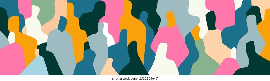 People silhouettes abstract vector background , social network modern communication multicolor horizontal illustration