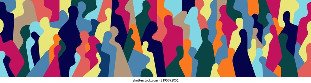 people silhouettes abstract vector illustration , colorful horizontal background , design element
