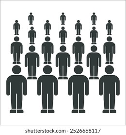 People Silhouettes Arranged in Perspective with Varying Sizes