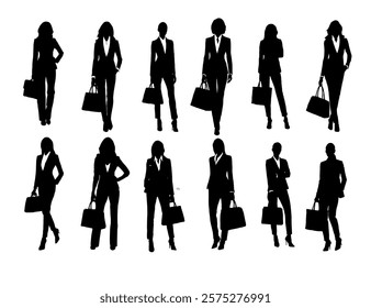 people silhouettes. business people silhouttes. business woman silhouttes. Woman silhoutte. Female silhoutte. Business People Silhouette vectors