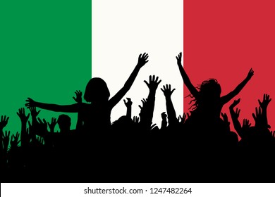 People silhouettes celebrating Italy national day