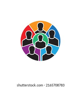 People silhouettes in circle. Vector icon design.
