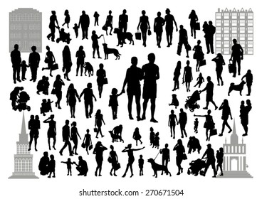 People silhouettes in the city