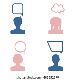 People silhouettes with dialog speech bubbles. Vector illustration