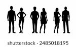 People silhouettes of different couples standing together