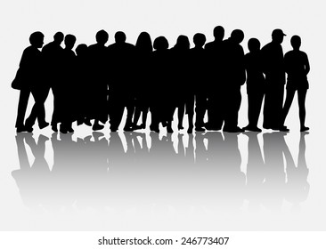 People silhouettes group women and men