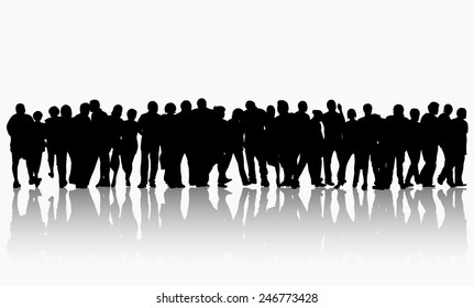 People silhouettes group women and men