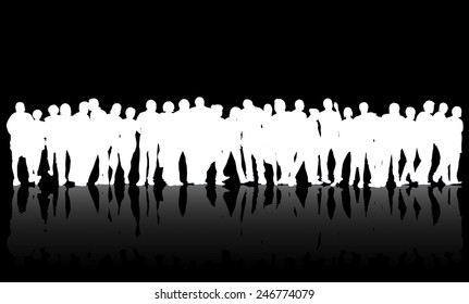 People silhouettes group women and men