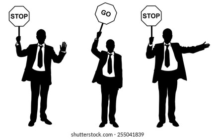 people silhouettes holding road signs