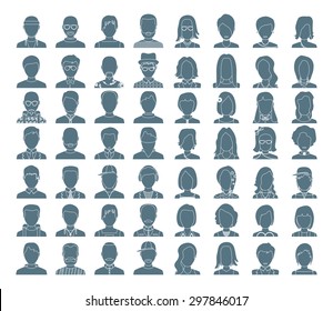 People Silhouettes Icon. Vector avatars.
