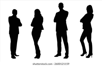 people silhouettes icon vector set