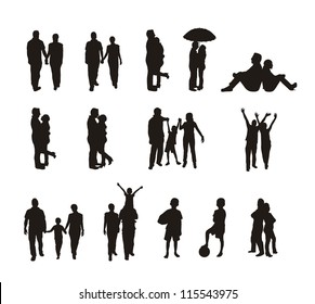 people silhouettes isolated over white background. vector illustration