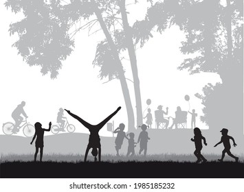 People silhouettes in nature. Conceptual work.