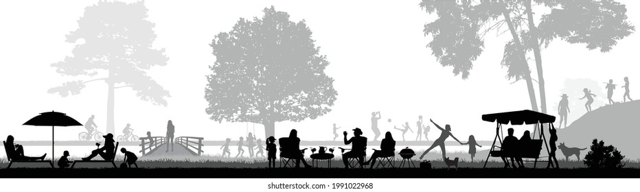 People silhouettes in nature. Conceptual work.