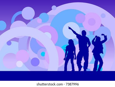 People silhouettes on blue background