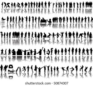 People silhouettes with reflection