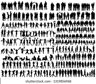  people silhouettes set