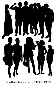 People silhouettes set
