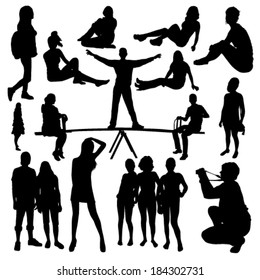People silhouettes set