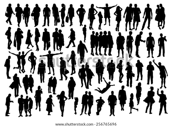 People Silhouettes Set のベクター画像素材 ロイヤリティフリー