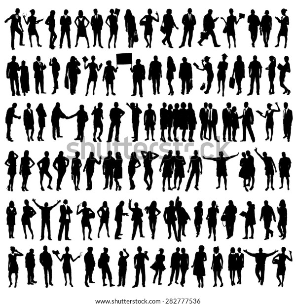 People Silhouettes Set Stock Vector (Royalty Free) 282777536