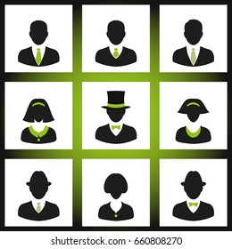 People silhouettes, set business people, avatars, vector people icons