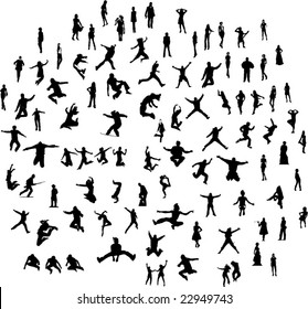 People Silhouettes Set Fun Jump Fashion Stock Vector (Royalty Free ...