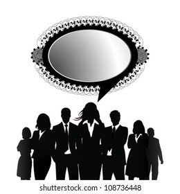 People silhouettes with speech bubble