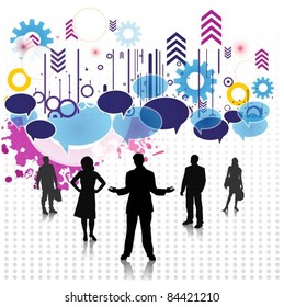 people silhouettes with speech bubbles