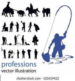 people silhouettes vector illustration; professions