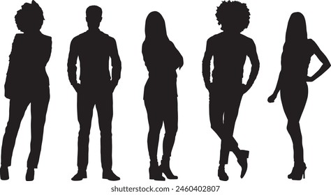 People Silhouettes vector set 124