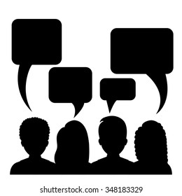 People silhouettes and voice bubbles, vector illustration eps10