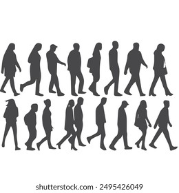 People Silhouettes Walking Vector eps 10