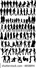 People  silhouettes, work with vectors