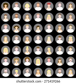 People simple icon silhouettes for social media circle