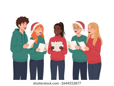 People singing Christmas carols together in harmony