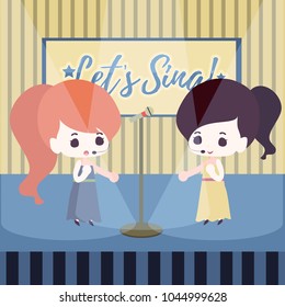 People Singing Illustration