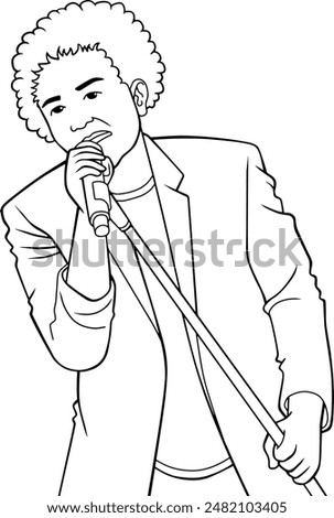 people are singing  line vector illustration isolated on white background