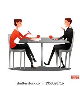 People sit at the table at the meeting.
