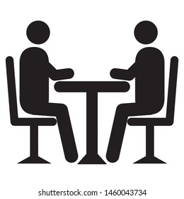 People Sitting At A Chair. People Sitting At A Chair Talking Together. Flat Illustration Of People Are Talking Together. Conference Icon. Vector Illustration