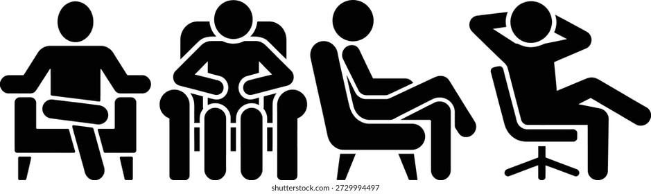 Pessoas sentadas em cadeiras com posturas diferentes