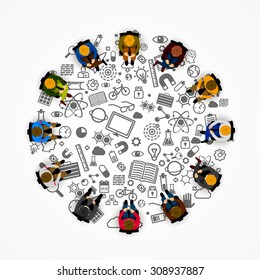 People sitting in a circle. Vector illustration