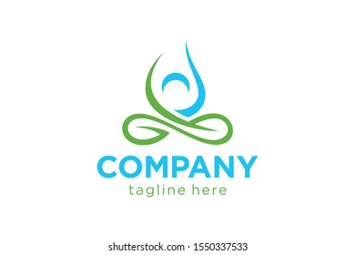people sitting with leaf concept for icon or logo template