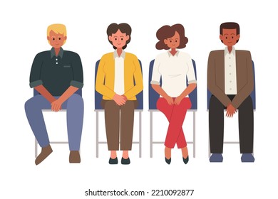 People sitting on chairs front view vector