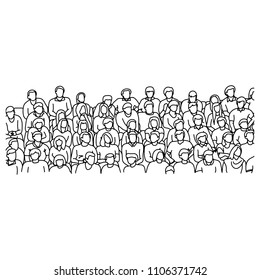 people sitting on stadium to cheer sport vector illustration sketch doodle hand drawn with black lines isolated on white background