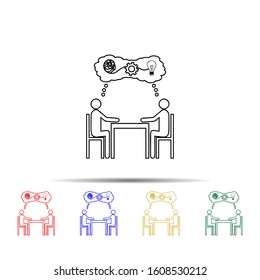 People sitting on the table idea multi color style icon. Simple thin line, outline vector of team work icons for ui and ux, website or mobile application