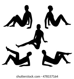 People sitting positions black silhouettes