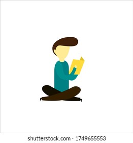 People sitting and reading book Vector Illustration Flat Design