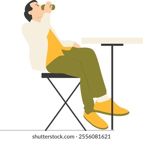 People Sitting at the Restaurant Illustration. Talking and Drink Coffee or Tea. Isolated Vector Character.