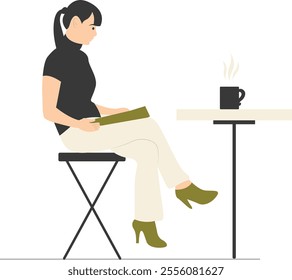 People Sitting at the Restaurant Illustration. Talking and Drink Coffee or Tea. Isolated Vector Character.